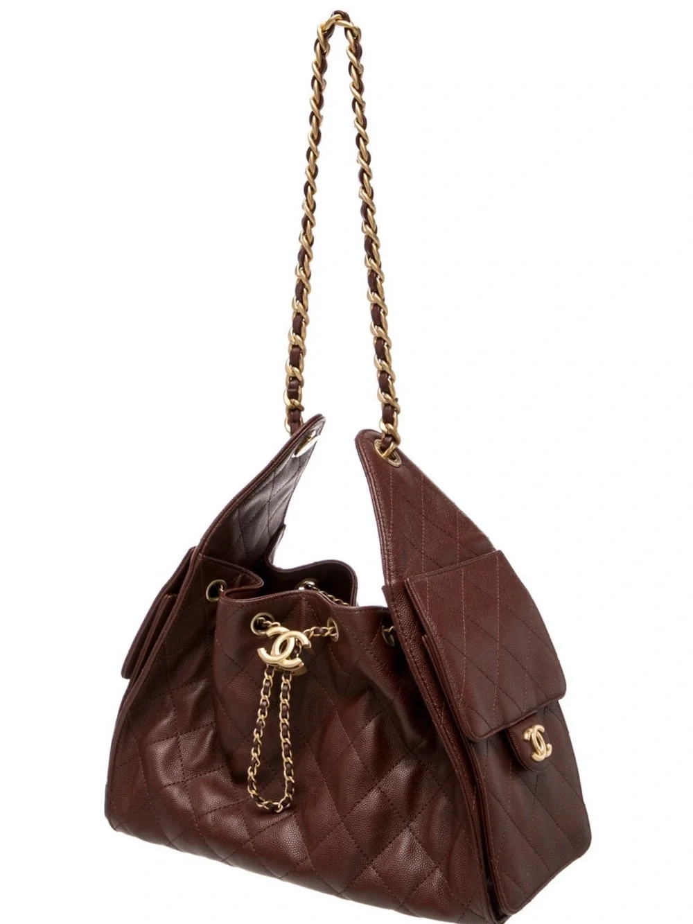 Chanel 25 brown hobo caviar leather